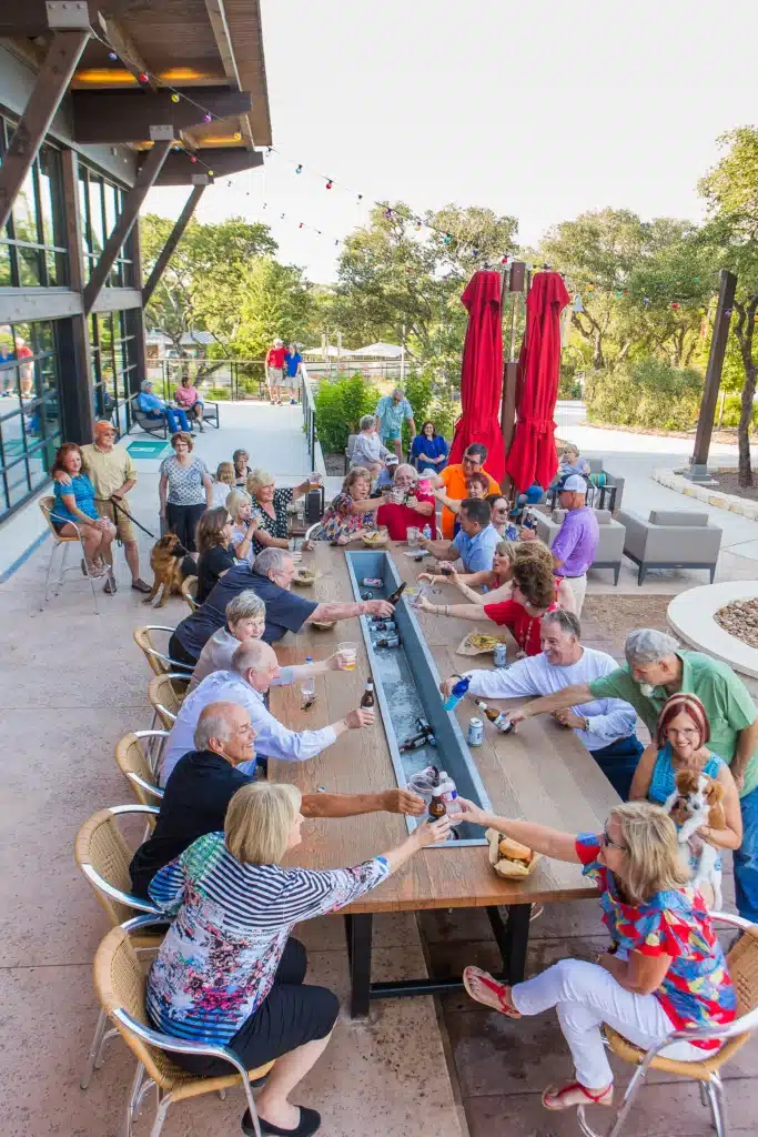 residents enjoying drinks