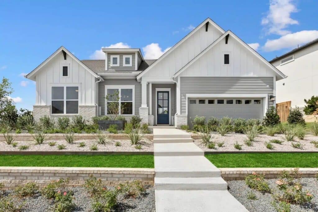Front exterior of model home in Kissing Tree