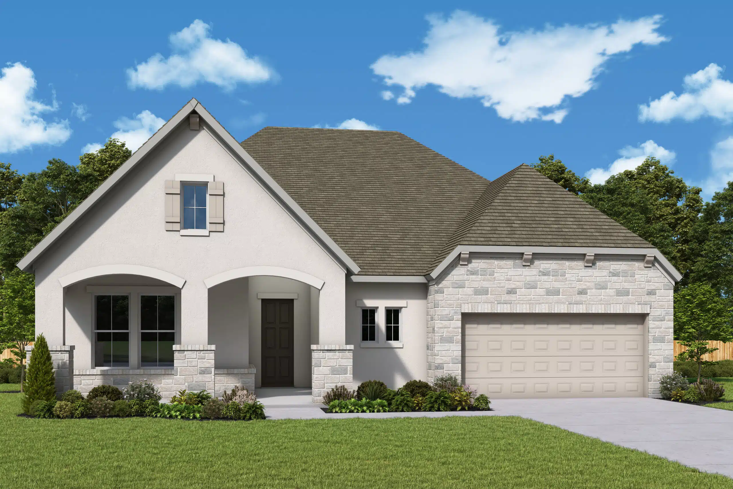 Raindrop elevation B exterior rendering.