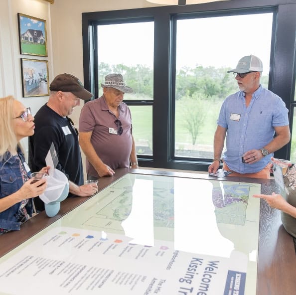 Interior of welcome center with map