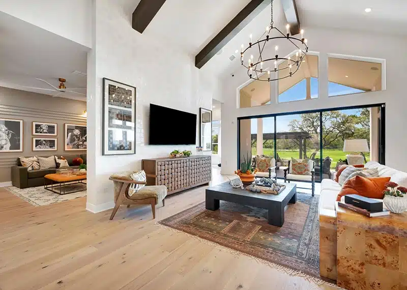 Interior of model home at kissing tree
